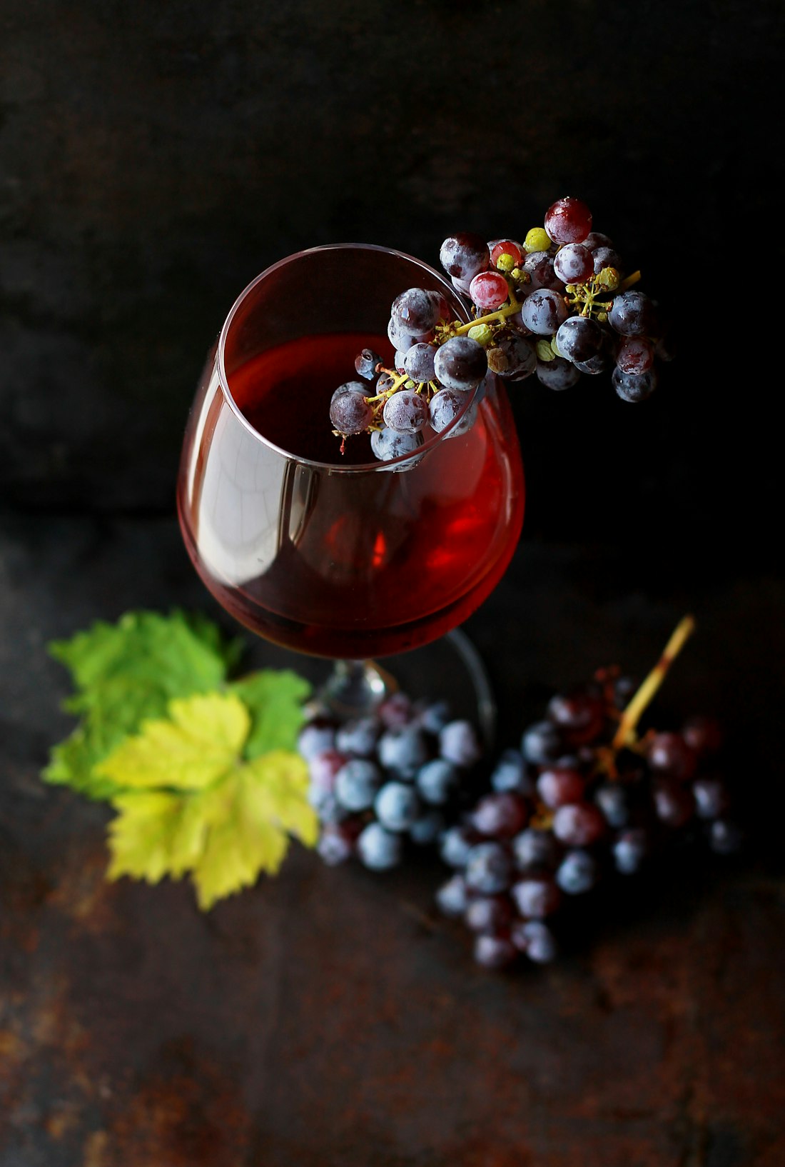 Red wine in low light