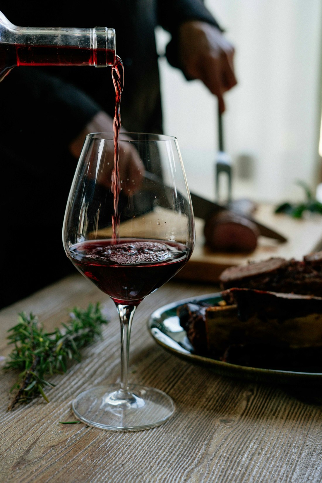 A glass of red wine